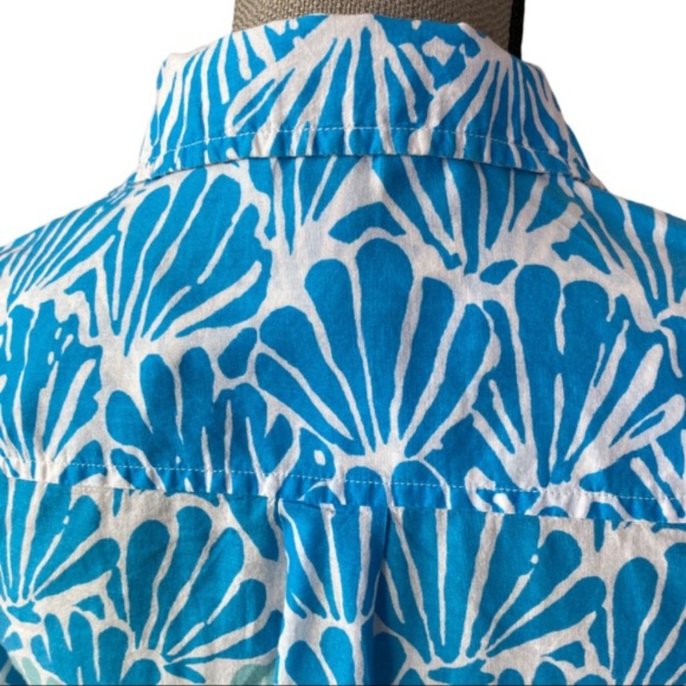 Lilly Pulitzer shirt dress tunic XS button up long sleeve pastels shell print - Picture 4 of 10